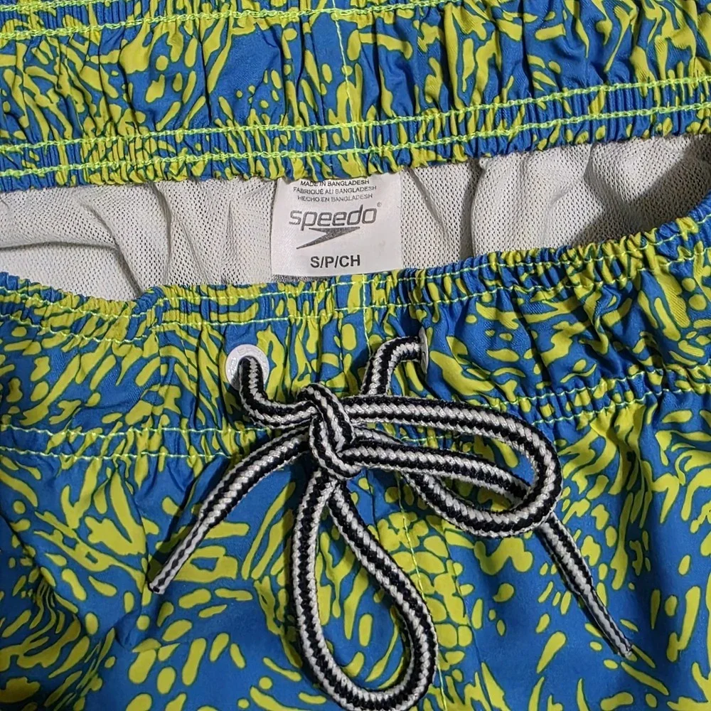 Mens Speedo Swim Suit Trunks Shorts Lined Size Small Blue Yellow Pineapple